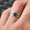 Stainless Steel Spinner Ring for Women Men Fidget Band Rings Moon Star Sand Blast Finish Flower Stress Relieving Wedding Promise