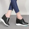 Boots Fashion Sneakers Women Genuine Leather Wedges High Heel Ankle Female Low Top Round Toe Platform Pumps Shoes Casual