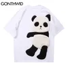 Harajuku Tshirts Panda Patchwork Korte Mouw Tees Shirts Hip Hop Mode Casual Katoenen T-shirt Streetwear Summer Tops 210602