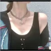 Collares Colgantes Joyería Entrega de gotas 2021 Net Red Tide Cool Hip Hop Diseño Colgante Collar Moda para mujer Cadena de clavícula Pendiente cruzado