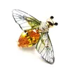 Super Cute Sequins Winged Pear Shaped CZ Body Yellow Bee Brooches Pins Unisex Suit Hat Bag Sweater Blazer Shawl ScarfAccessory