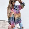 Vintage Harajuku Street Estilo Gradiente Manga Longa Outerwear Mulheres Moda Torção Trançado Twist Woolen Casacos Overcoat 211110