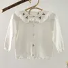 Baby Girls Embroider Cardigan Coats Fashion Children Outwear Long Sleeve Kids Knit 1-7Yrs 210429