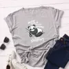 S-5XL Plus Size 100% Kobiety T-shirt Harajuku Cute Panda Casual Loose O Neck Krótki rękaw Trójniki W719 210526