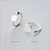 Anello con perline luminose a disco geometrico per donna Classico argento sterling 925 Moda semplice regalo di gioielleria di dimensioni libere 210707