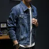 Spring Autumn Men Fashion Denim Jacket gescheurde cowboy casual blauwe jeans jas mannelijke slanke fit bovenkleding merk kleding herenjacks