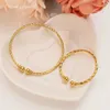 Small Gold Color Bracelet&bangles for Mother Baby/girls/boy Charm Beads Bracelet Small Bell/heart Jewelry Child Party Gifts Q0717