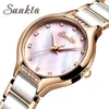 SUNKTA Luxe Dames Montre Mode Creative Marque Rose Or Femmes Montres-bracelets Céramique Bracelet Étanche Horloge Relogio Feminino 210517