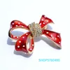 Pins, Brooches Fashion Jewelry Red Color Ribbon Rhinestone For Women Elegant Enameled Pin Lady Christmas Gift Holiday Dress Decoration
