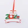 2021 Kerst Ornament Quarantaine Hars DIY Naam Blessing Masker Gepersonaliseerde Sneeuwpop Kerstboom Opknoping Hanger 1-9 Hoofden