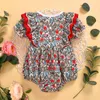 рожденный ползун 0-24 месяца слоеный рукав рюмки лук комбинезон детская одежда принцесса стиль младенческая девушка цветочный треугольник 210515
