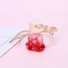 Rose flower glass Perfumes Packaging Bottles Empty cars decoration Creative Car perfume bottle aromatherapy Pendant oil jar A217155