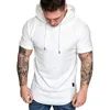 Men's T-Shirts Men T-shirt Summer Solid ShortSleeve T Shirt Casual Slim Hooded Streetwear Tshirt M-3XL Oversize Plus Size Tops