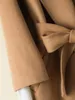 Kvinnors ull blandar Abrigos Mujer Invierno 2022 Women Coat Long Slim Fashion Jacket med bälte kvinnlig dubbelsidig överrock Manteau Femmelx