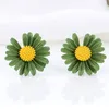 Amarelo Verde Margarida Bonito Flower Brincos Para As Mulheres Corean Petal Ear Stud Personalidade Brinco Menina Moda Jóias