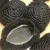 Sostituzione dei capelli umani vergini indiani Afro Kinky Curl Toupee 4mm / 6mm / 8mm / 10mm / 12mm / 15mm Unità piena di pizzo per uomini neri Consegna rapida espressa