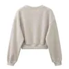 design Women fashion sweatshirt sets Casual Spring Summer Crop top pants suit Cotton 211109