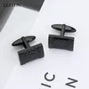 Carbon Fiber Cufflinks for Mens Shirt Cuffs Cufflink Lepton Brand Matte Square Black Color Stainless steel Cuff links