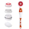 Interchangeable Electric Bath Brush Back-Rubbing Brush Long Handle Spinning Body Cleaning Spa Massage Shower Brush Sets Massager 210724