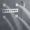 Mezclador de ducha de temperatura pulido cromado 50X50 CM LED baño lluvia atomizador ducha ajustable soporte de cabezal de ducha