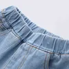Летняя мода подростка детей голубой белый вышивка маленькие дети девочки джинсовые шорты для 2 3 4 6 8 10 12 лет ребенок 210529