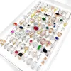 10 Teile/los Elegante Kupfer Zirkon Natürliche Edelstein Stein Ringe Frauen Männer Gemischten Stil Bunte Strass Kristall Cluster Ring Hochzeit Jahrestag party Schmuck Geschenke