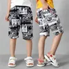 Korean Baby Short Summer Toddler Boy Shorts Clothes Fashion Cotton Teenage Beach Pants Children Knit Black/white 4-14T 210622