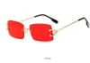 Red fashion sport sunglasses for men unisex buffalo horn glasses mens women rimless sun eyeglasses silver gold metal frame Eyewear lunettes