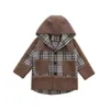 2021 Vinter Ny Kausal Gitter Little Boys Parkas Coat Tjock Hooded Overcoat För Pojke Barn Kids Woolen Hooded Ytterkläder Varma Kläder Hot