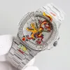 Patekphilippe Watches PP Полностью часы PATCS Diamond Watch Mens Автоматические полные механические наручные часы из нержавеющей стали ремешок для сапфира водонепроницаемые Montre de Luxe Kj