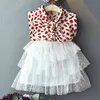 女の子の夏の服ラウンドネックシャツファッションポリカドットケーキスカート2ピースセット幼児服子供の女の子210528