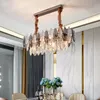 Nordic Light Luxury Crystal Chandelier Lampor för vardagsrum Duplex Villa Bedroom Round Leaf Led Hanglamp