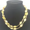 Fashion DIY Stamp Chains Jewelry 24K Yellow Solid Fine Gold Necklaces Pendants FREE Box 27INCH 31" 35 " Wholesale