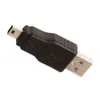 Venta al por mayor negro USB 2,0 A macho a Mini conector macho adaptador convertidor de enchufe macho de 5 pines