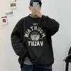 Privathinker 그래픽 인쇄 남성용 블랙 스웨터 가을 남성 캐주얼 O 넥 풀오버스 후드 티 한국 남자 스웨터 탑 210818