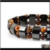 JEWELRYRYDOUBLE ROW TIGER EYE HEMATITE BRACELETS MAN HANDMADE BRACELET BEADS天然石ビーズフェムジュエリービーズ、ストランドドロップデリー