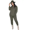 Solid Färg Sexig Fitness Slitage Tracksuit 2 Pieces Matchande Sats Womens Outfits Långärmad Sweatshirt Top and Sweatpants Suit 210525