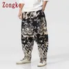 Zongke Dragon Pattern Calças Homens Jogadores Calças Calças Streetwear Sweetpants Harem XXXL Primavera 210715