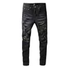 Designers Jeans Amirrss Pantalons pour hommes New US Casual Hip Hop High Street usé et usé lavage splash encre peint Slim Fit Jeans homme # 688 FB6O
