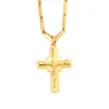 Pingente de Cross do Homens 18 K Sólida Fina Amarela Ouro GF Encantos Linhas Colar Christian Jewelry Factory God Presente