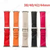 For 38mm 40mm 41mm 42mm 44mm 45mm Smart Straps Fashion Designer Watchbands Watch Series 7 6 5 4 3 2 1 Wristband Watchband High-grade Classic Orange Leather Watches Bands