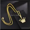 & Pendants Jewelryfashion Designer Necklace Men Hip Hop Jewelry Fl Rhinestone Design Pendant 18K Gold Plated 60Cm Long Chains Trendy Punk Ne