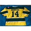 Vin40Custom Utah Grizzlies 14 Gavin Morgan Jerseys Yellow Vintage Men Stitched Embroidered Hockey Jersey Size S-4XL