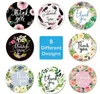 500 stks / roll round floral dank u stickers scrapbooking voor pakket afdichting labels aangepaste sticker decoratie bruiloft sticke