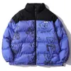 남자 여자 겨울 따뜻한 재킷 두꺼운 코트 패치 워크 만화 곰 가열 된 패딩 된 병원 대형 파카 의류 210907