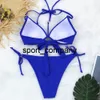 Женщины Bikinis Push Up Купальник из двух частей Синие Купальники Сексуальная G-String Thong Biquini Летний Пляж Купальник 2021 Боди