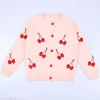 1-6Yrs Baby Boys Girls Cherry Embroidery Cardigan Coat Children Clothing Long Sleeve Knitted Kids 210521