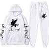 TrackSuit Hommes Sweat à capuche et pantalon Deux pièces Ensemble Casual Sportswear Costume Travailler Fitness Pull Sweat à capuche Lil peep Sweatshirt H1208