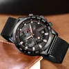 Zegarek Damski LIGE Mode Black Quartz Montre Hommes Montres Top Marque De Luxe En Acier Mesh Ceinture Montre-Bracelet Étanche Horloge 210527