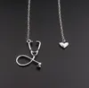 Medical Jewelry Alloy I Love You Heart Pendant Necklace Stethoscope Necklace for Nurse Doctor Jewellry Gift Wholesale